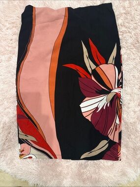 JEM Floral Pencil Skirt in Black, Pink and Orange